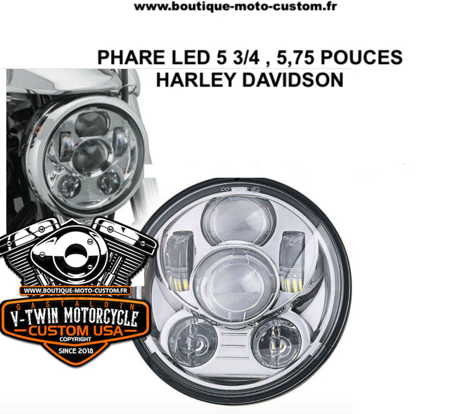 Phare projecteur LED 5 3/4 ", 5,75" pouces Harley Davidson