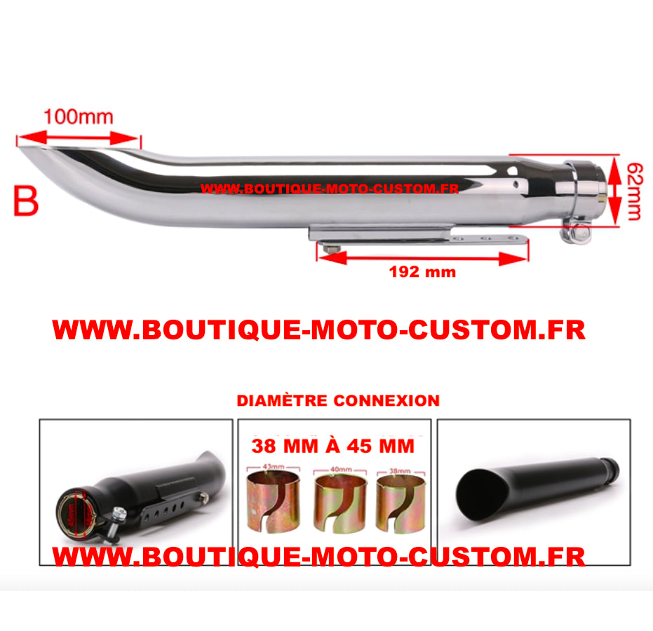 UNIVERSAL CHROME TURN OUT EXHAUST FOR HARLEY DAVIDSON AND ALL MOTORCYCLES