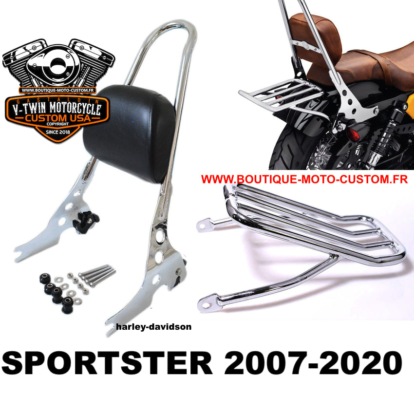 Sissy Bar clips + porte bagage chrome Harley Davidson Sportster 2007 - 2020