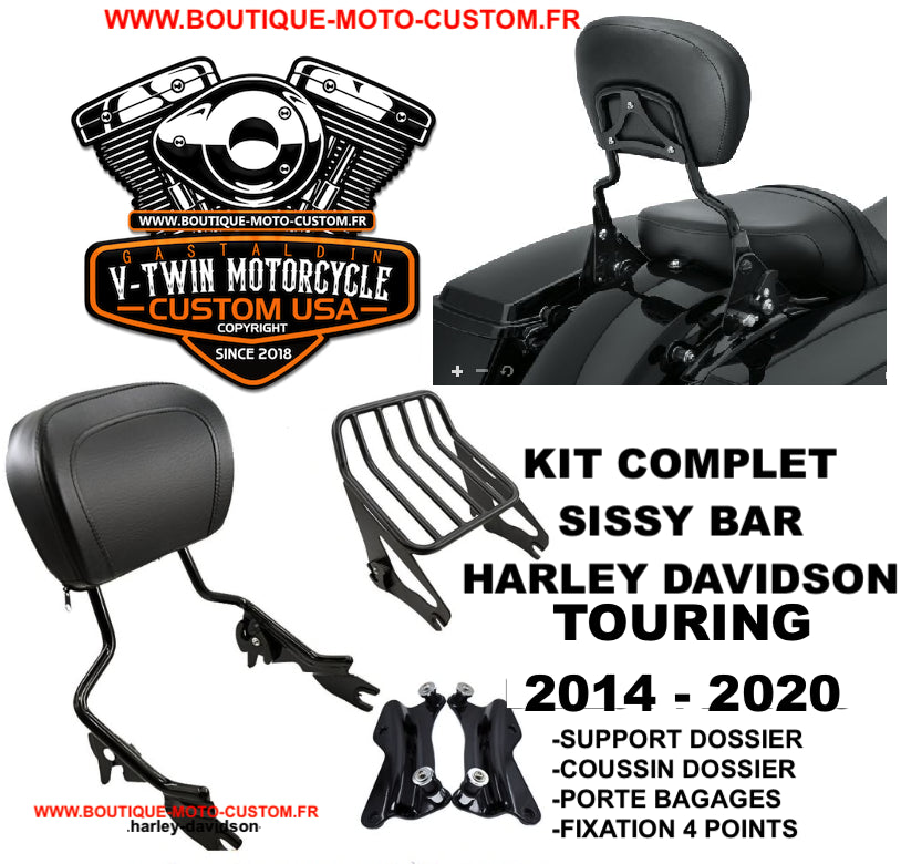 Sissy bar détachable / clips Harley Davidson Touring 2014 - 2020