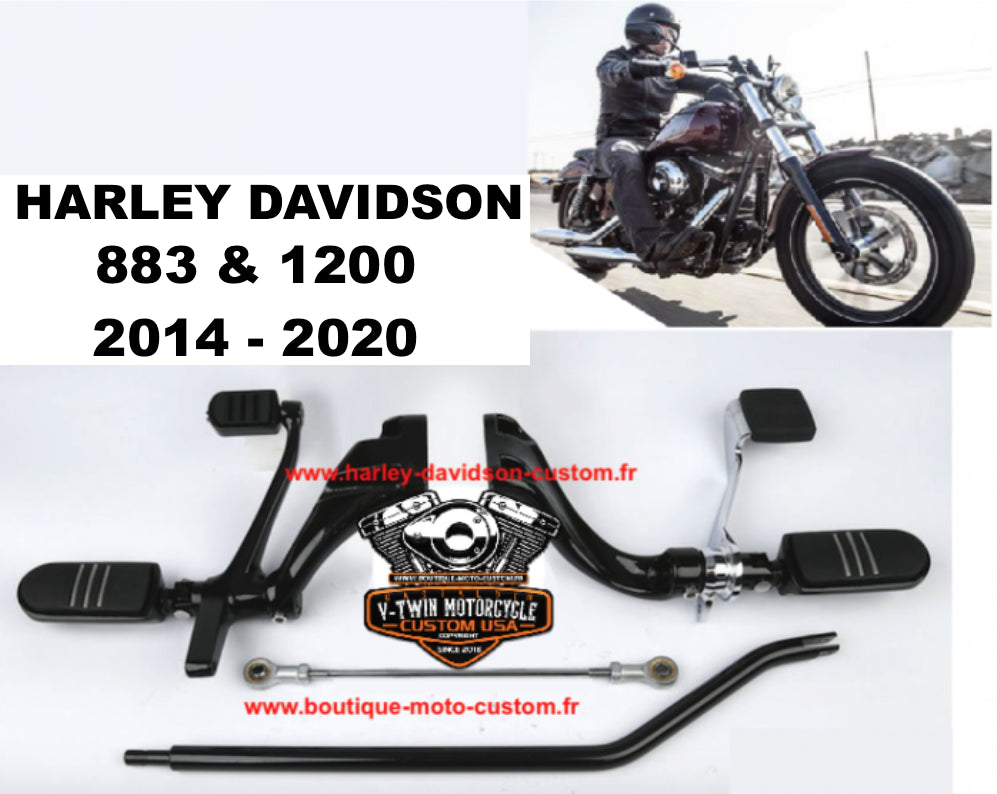 Commandes avancées / repose pied Noir Harley Davidson Sportster 883 et 1200 2014-2020