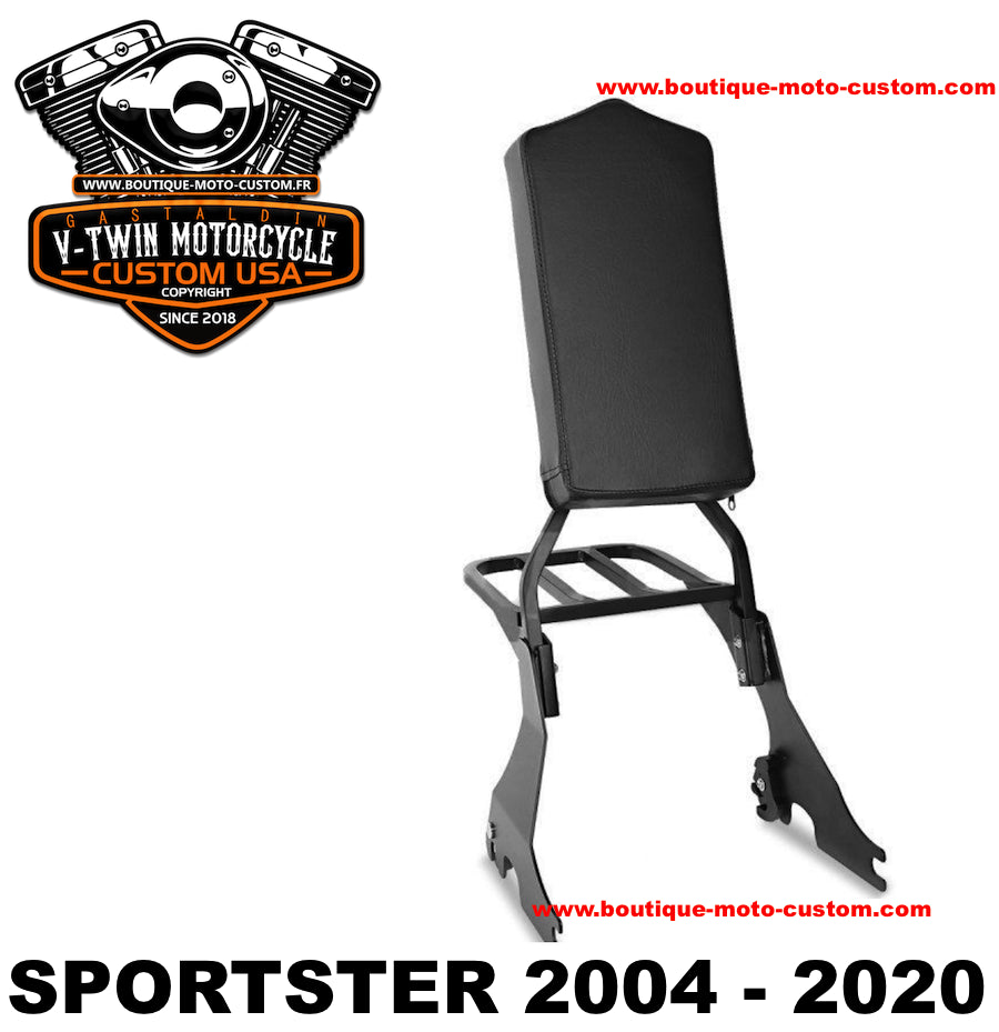 Sissy Bar confort clips + porte bagage Harley Davidson SPORTSTER NOIR 2004 - 2020