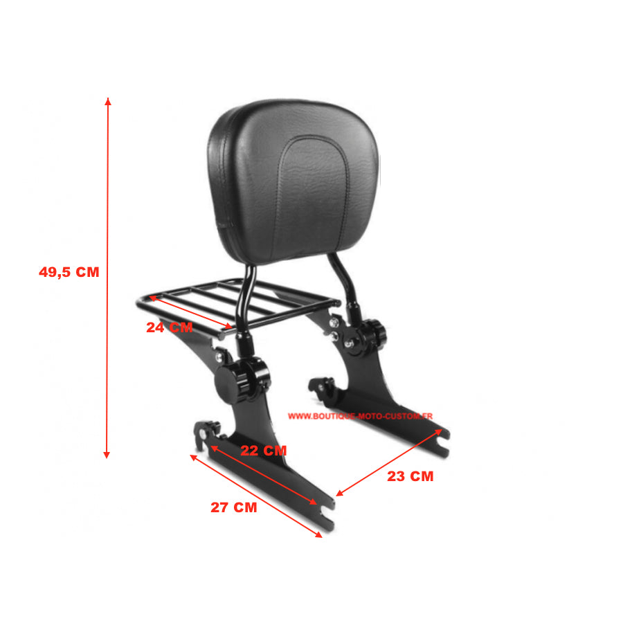 Sissy Bar détachable / clips Noir Harley Davidson Softail de 2006 à 2017