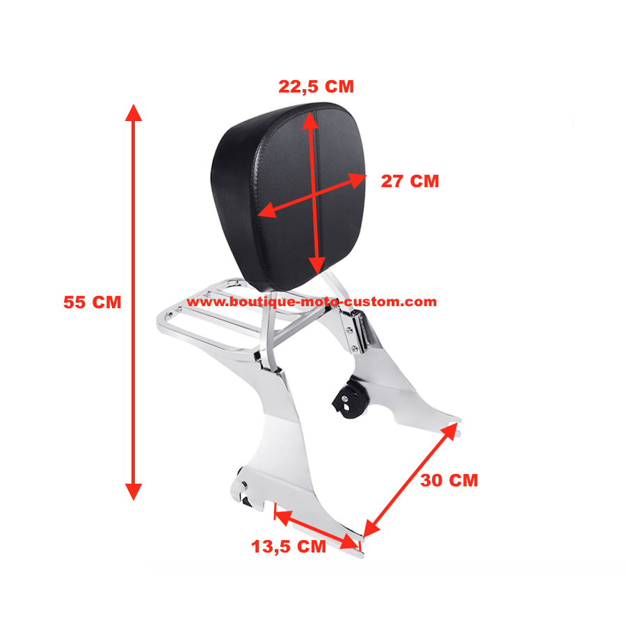 SISSY BAR CHROME A CLIPS AVEC PORTE BAGAGE POUR HARLEY DAVIDSON SPORTSTER DE 2004 à 2017