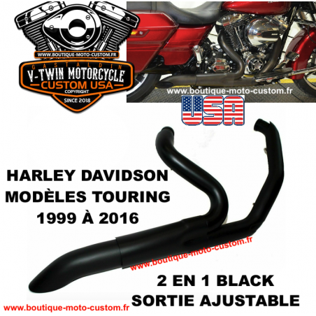 BLACK HARLEY DAVIDSON TOURING USA 2 IN 1 EXHAUST SYSTEM
