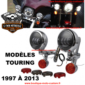 Pack de 2 Clignotants + Stop LED Moto Bullet Style Harley - Version Noire -  ECE Homologué - Aluminium - France-Xenon