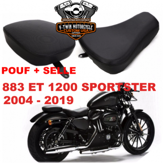 XL 883 C à ventouses noir C & A Selle Pouf passager pour Harley Sportster 883 Custom 