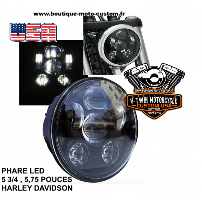 5.75-Inch (5 3/4) LED Headlight for Harley Davidson - Black