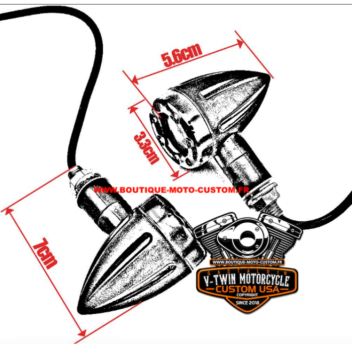 Rampe de phare additionnel LED & clignotant bullet Harley davidson