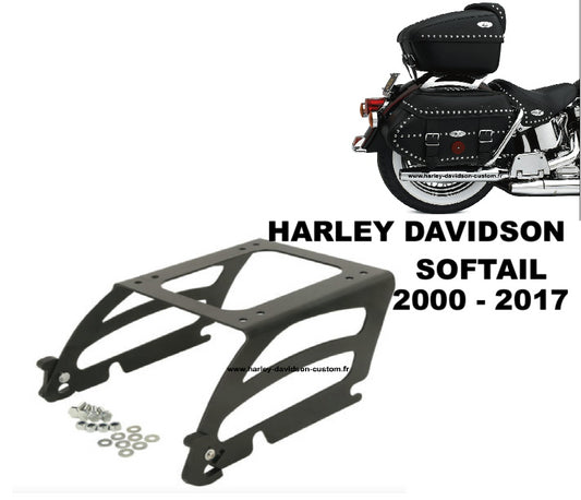 Detachable solo support mounting rack tour-pak Black Harley Davidson Softail