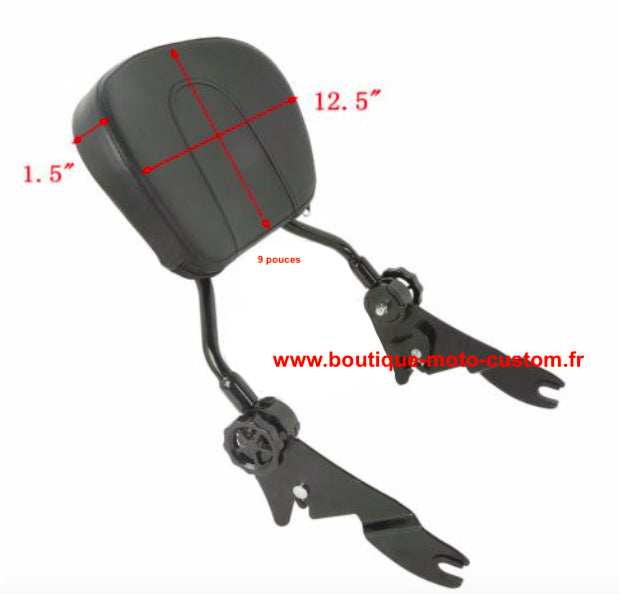 Black Detachable sissy bar / Harley Davidson Touring Adjustable clips, Street, Glide, Road, Electra, CVO