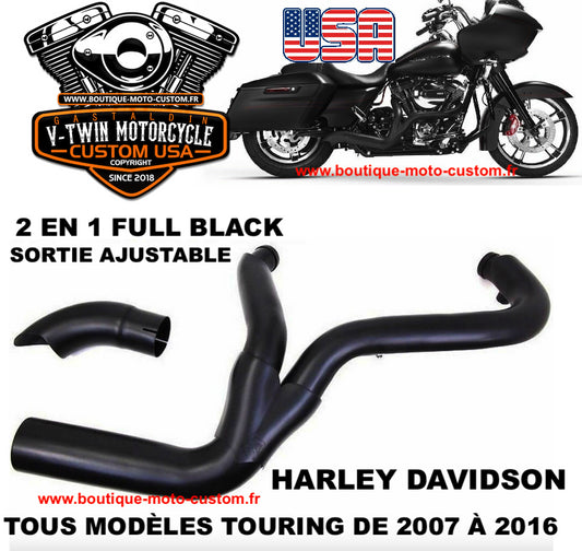 BLACK HARLEY DAVIDSON TOURING 2 IN 1 EXHAUST LINE