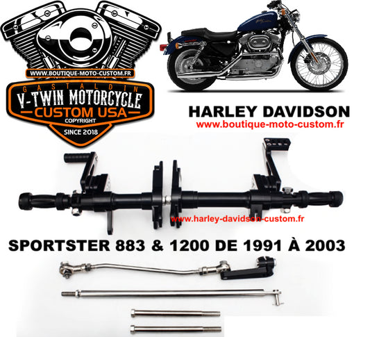 Black forward control kit for Harley Davidson Sportster