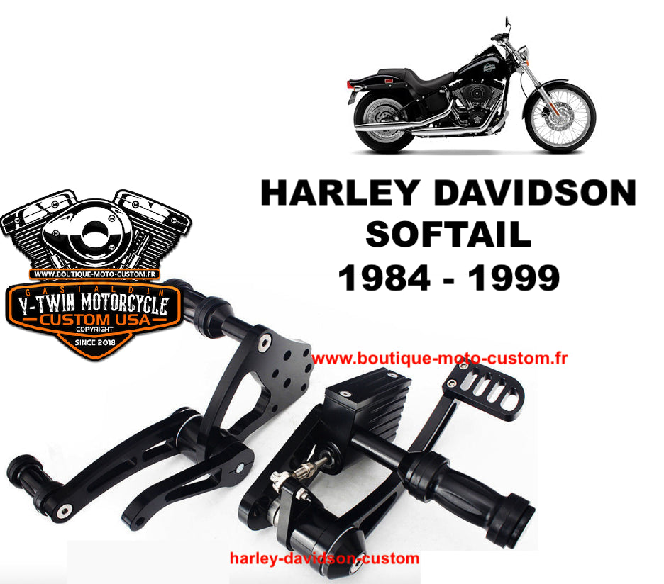 Black forward control kit for Harley Davidson Softail