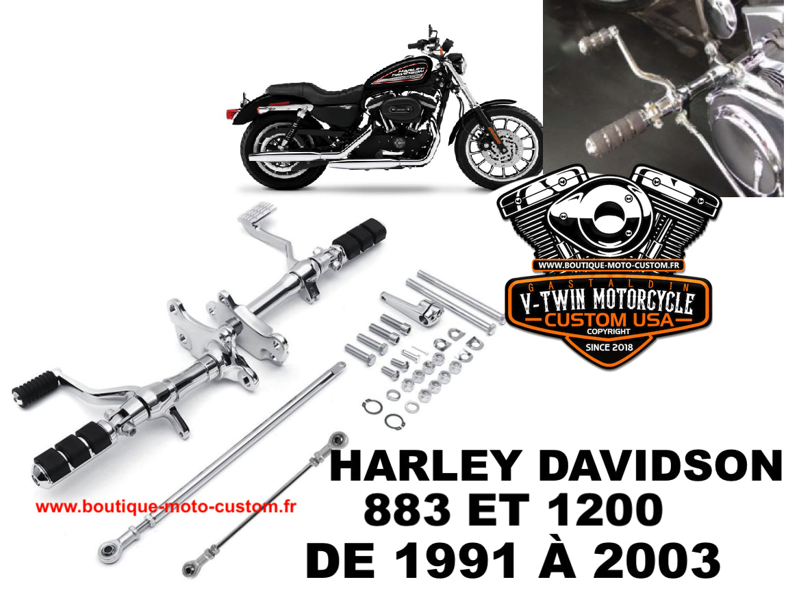 Chrome forward control kit for Harley Davidson 883 & 1200 Sportster, XL