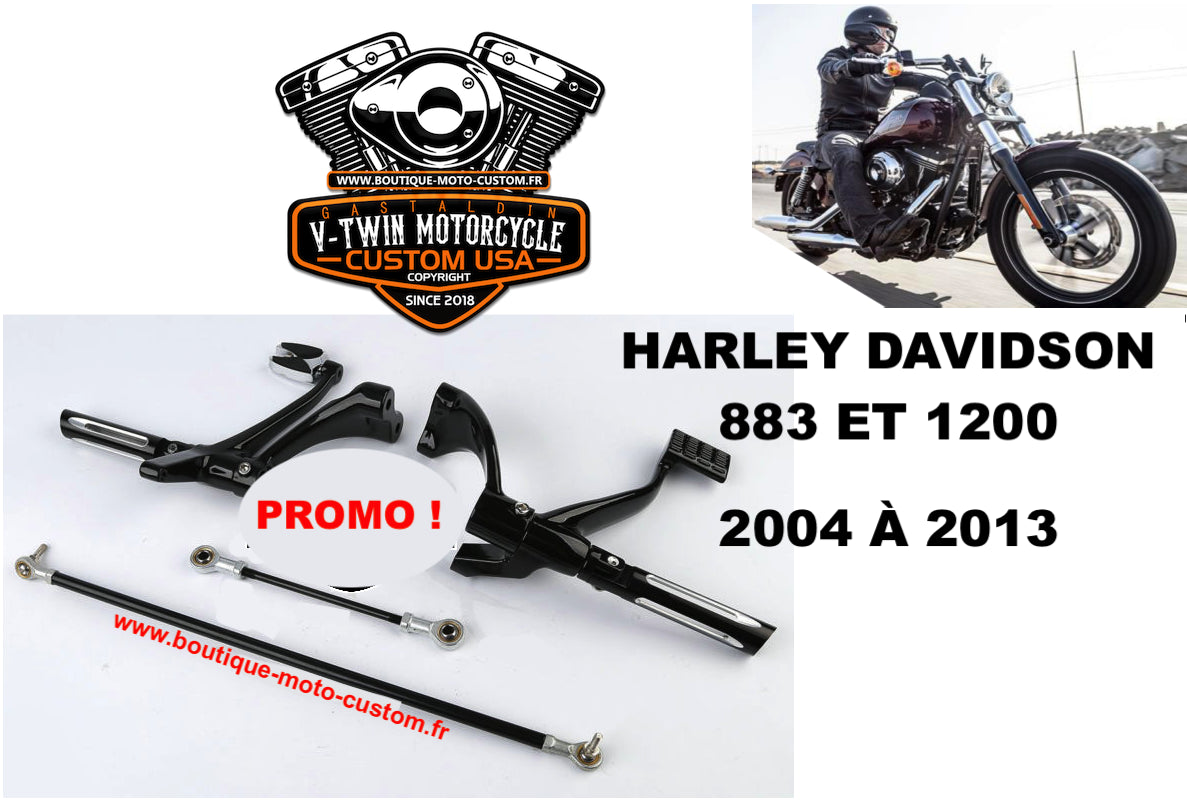 Black forward control kit for Harley Davidson 883 & 1200 Sportster, XL