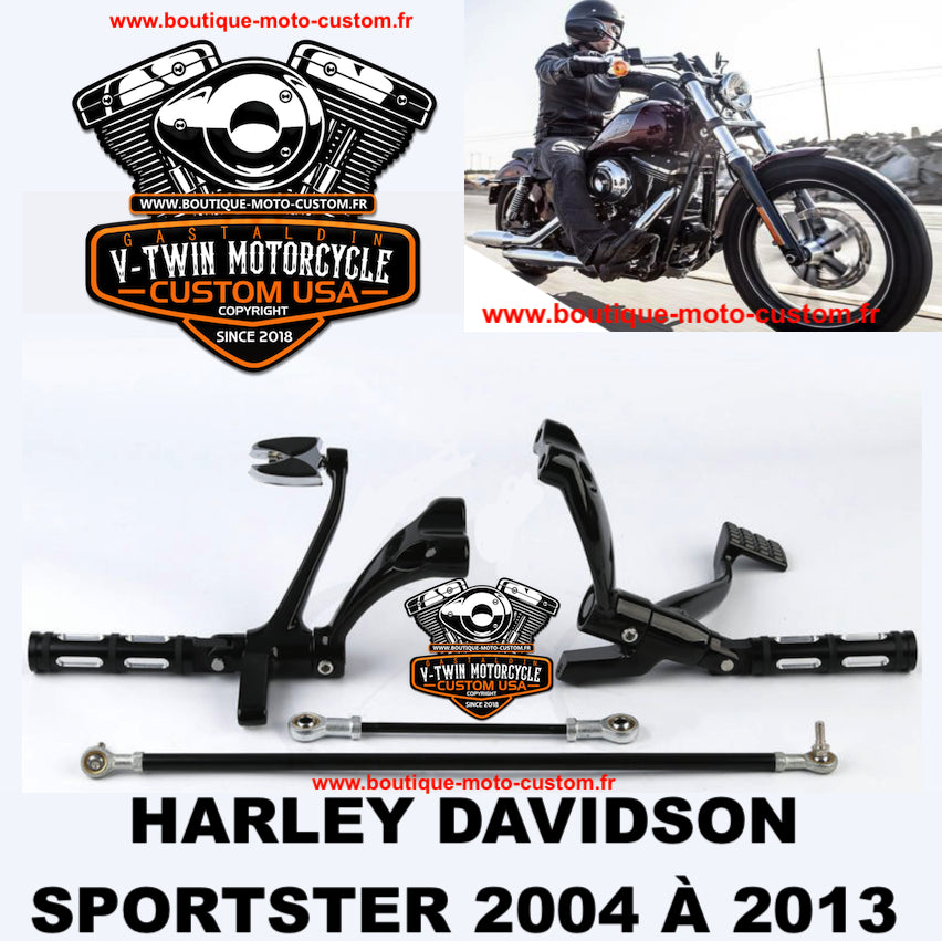 Black forward control kit for Harley Davidson 883 & 1200 Sportster