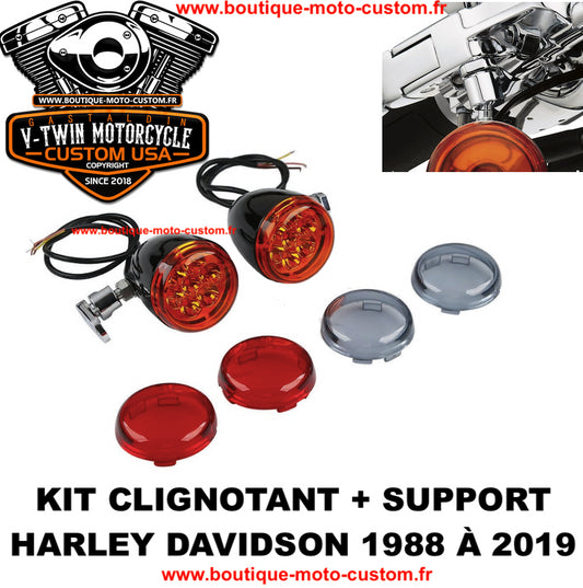 TURN SIGNAL KIT + BLACK HOLDER HARLEY DAVIDSON 1988 - 2019