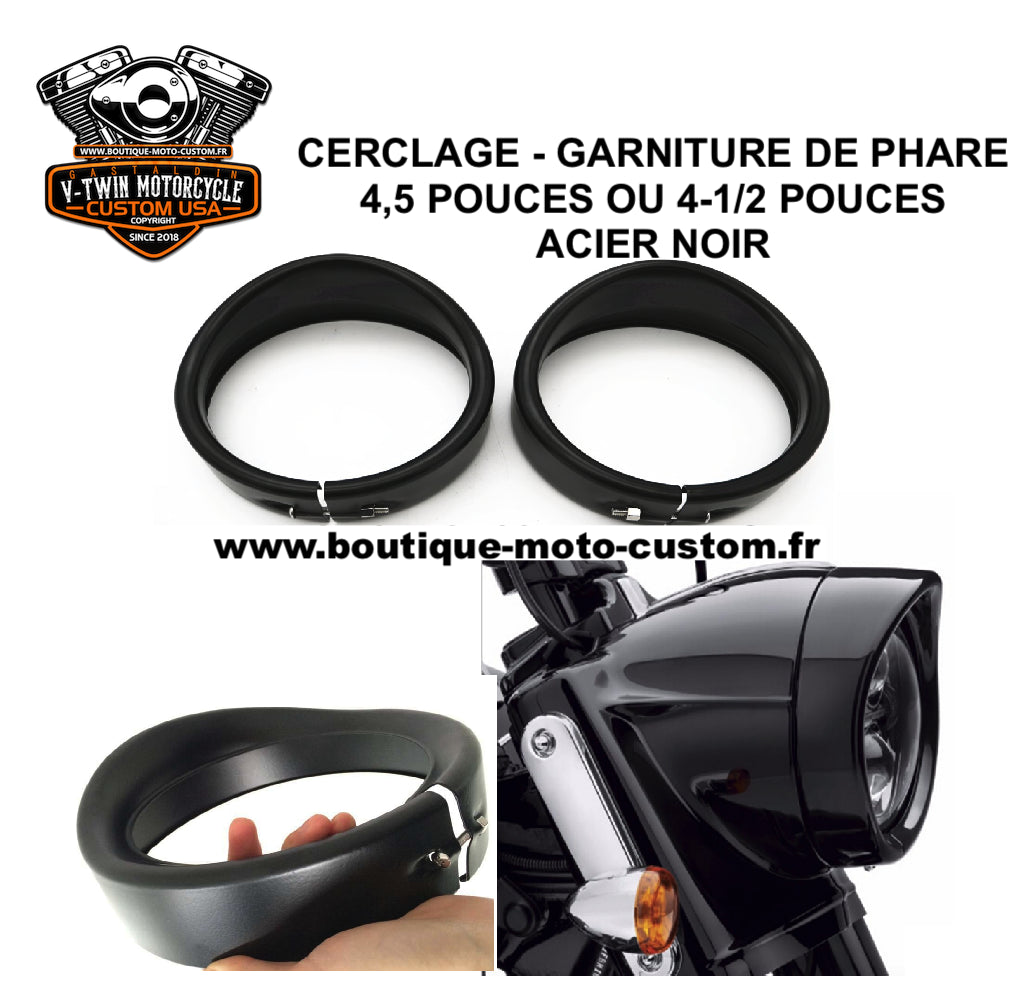 STRAPPING KIT - BLACK HEADLIGHT TRIM 4.5 "HARLEY DAVIDSON