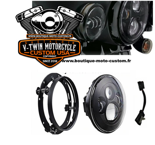 7 "LED headlight and Harley Davidson support