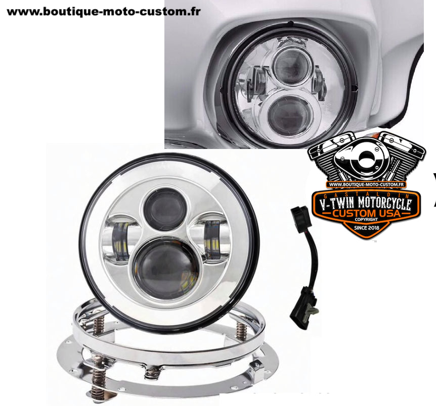 7 "white LED headlight and Harley Davidson support