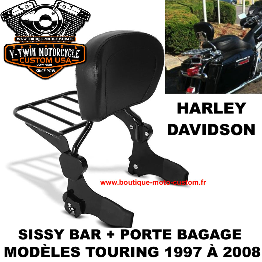 HARLEY DAVIDSON TOURING BLACK DETACHABLE SISSY BAR 1997 - 2008