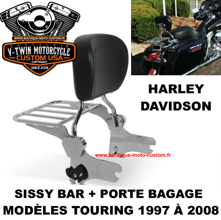 DETACHABLE SISSY BAR CHROME HARLEY DAVIDSON TOURING 1997 - 2008