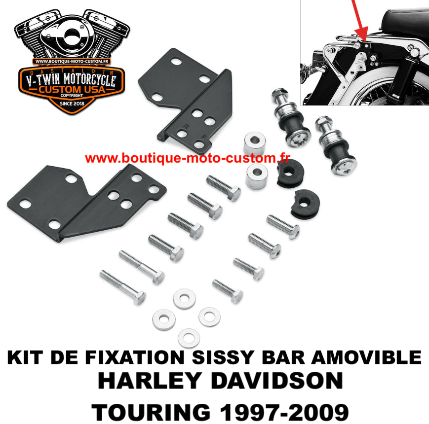 HARLEY DAVIDSON TOURING REMOVABLE SISSY BAR MOUNTING KIT 1997-2009