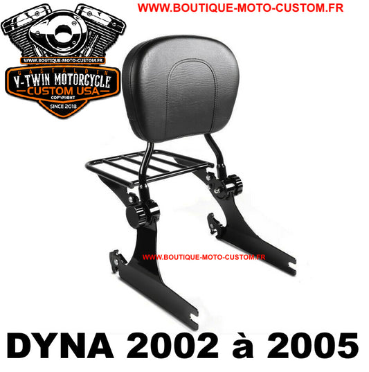 Detachable Sissy Bar / Black Harley Davidson Dyna clips from 2002 to 2005