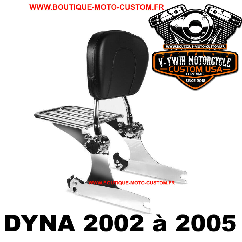 Detachable Sissy Bar / Chrome clips Harley Davidson Dyna from 2002 to 2005