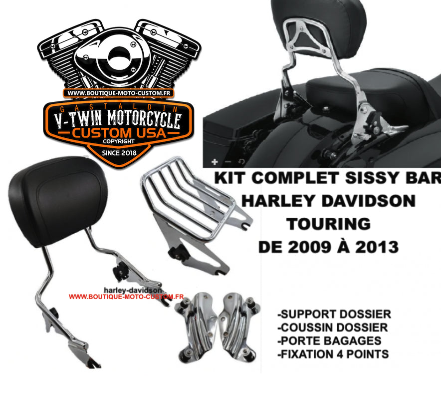 Detachable sissy bar / Harley Davidson Touring clips, Street, Glide, Road, Electra, CVO