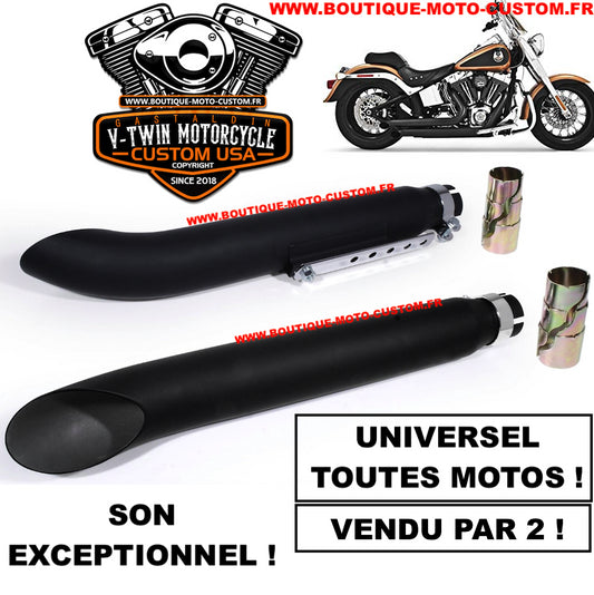 UNIVERSAL BLACK TURN OUT MUFFLER FOR HARLEY DAVIDSON AND ALL MOTORCYCLES