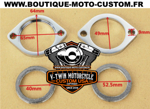 Chrome exhaust flange for Harley-Davidson Sportster, XL, 883, 1200, Touring, Electra, Street, Fat bob