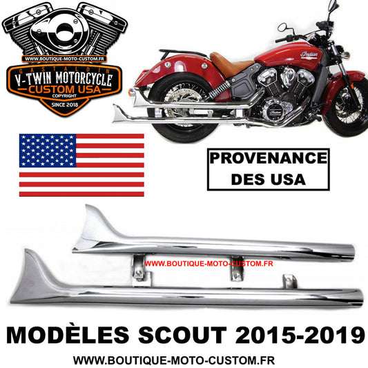 Silencieux Ligne Échappement Fishtail Chrome Indian Scout 2015 - 2019