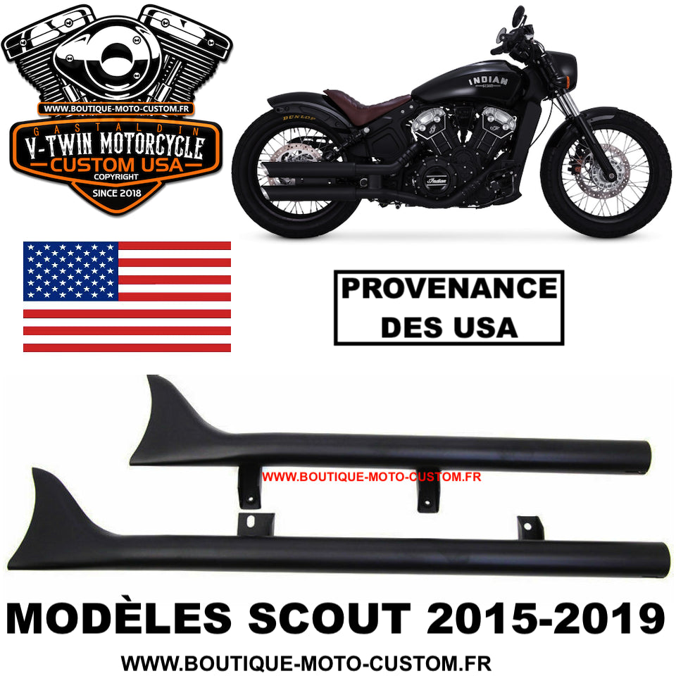 Silencieux Ligne Échappement Fishtail Noir Indian Scout 2015 - 2019