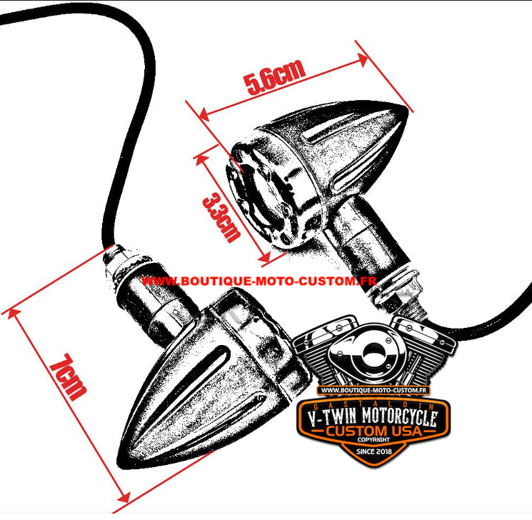 2 flashing bullet Black LED + brake light + pilot light