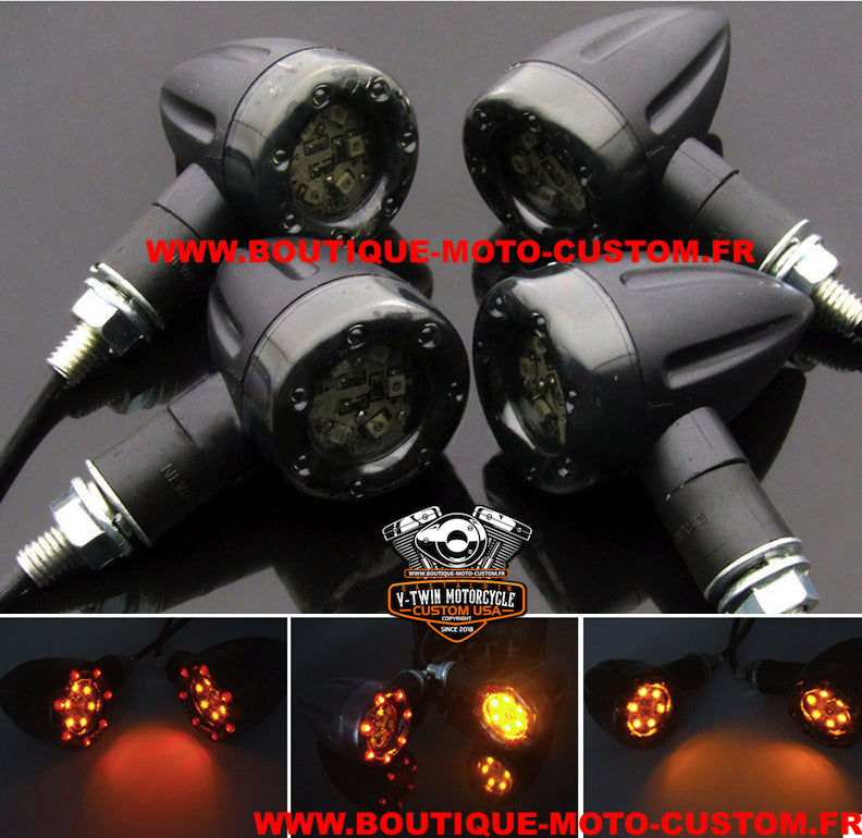 4 flashing bullet Black LED + brake light + pilot light