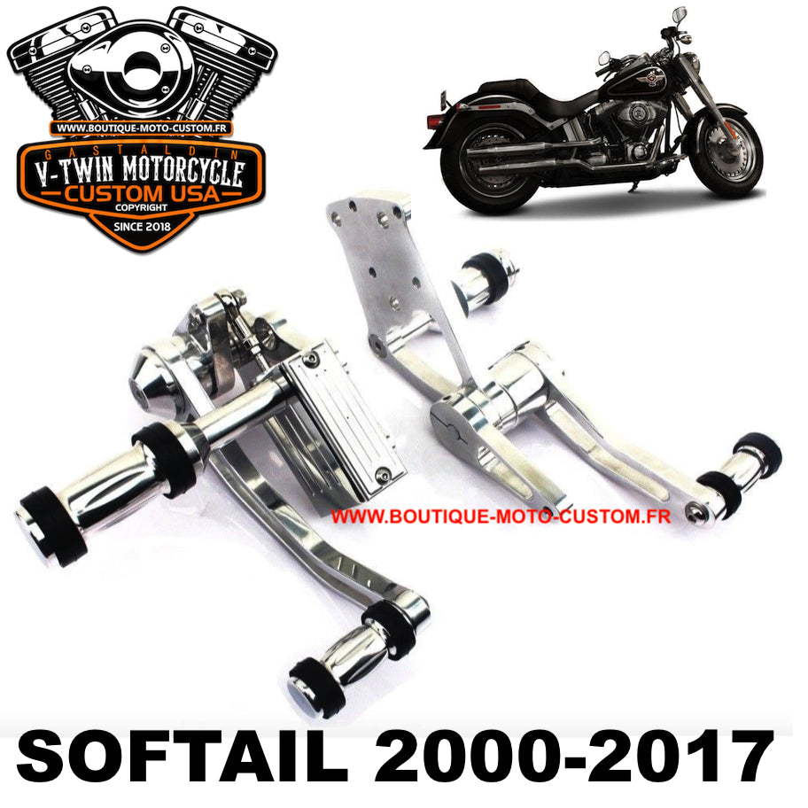 Chrome forward control kit for Harley Davidson Softail