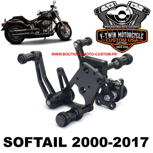 Black forward control kit for Harley Davidson Softail