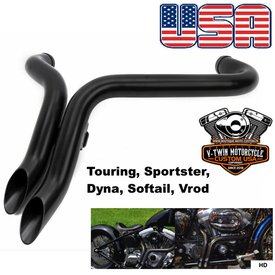 Black DRAG PIPE exhaust line Harley Davidson all models!