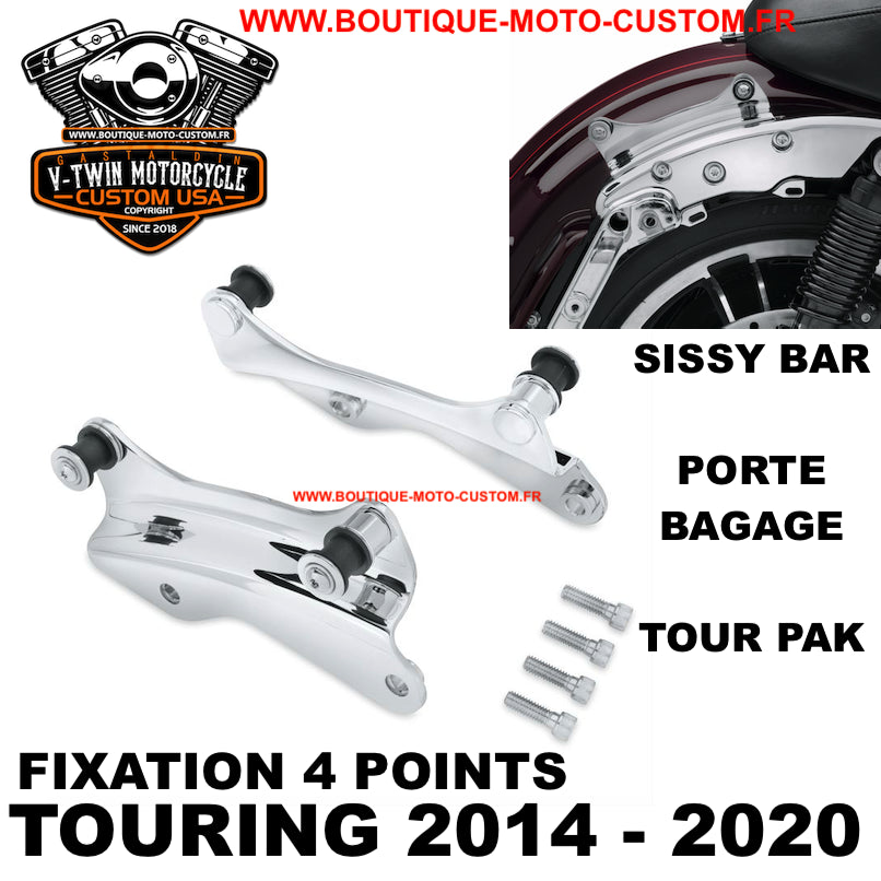 4 POINT FIXING KIT SISSY BAR CHROME Harley Davidson TOURING 2014 - 2019