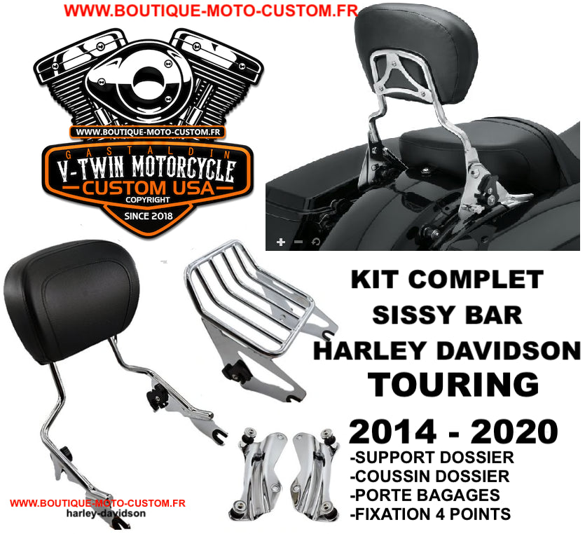 Detachable sissy bar / Harley Davidson Touring clips, Street, Glide, Road, Electra, CVO