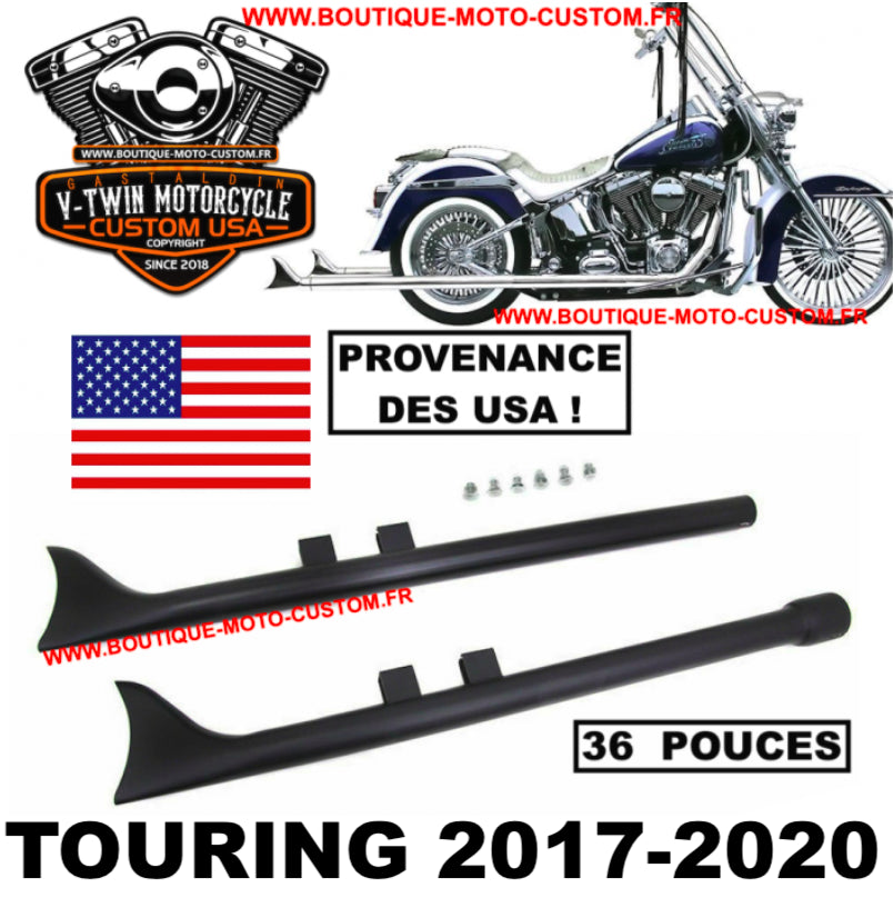 Silencieux échappement Harley Davidson Touring Noir Fishtail American 36"