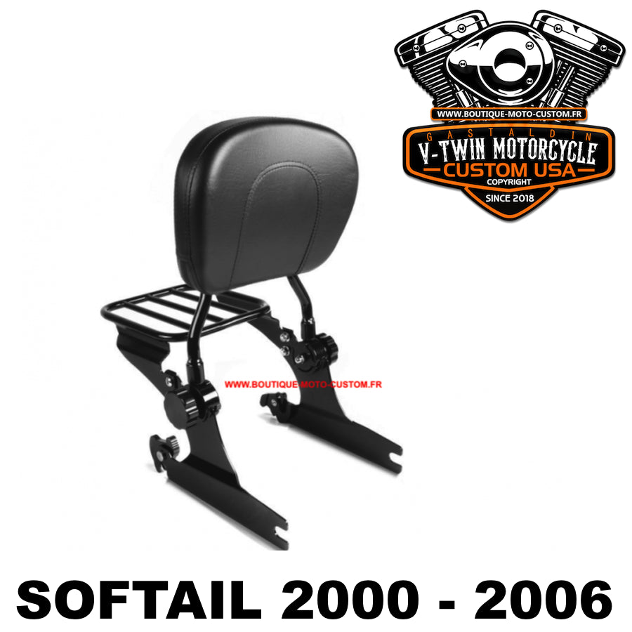 Detachable Sissy Bar / Black Harley Davidson Softail clips from 1999 to 2006