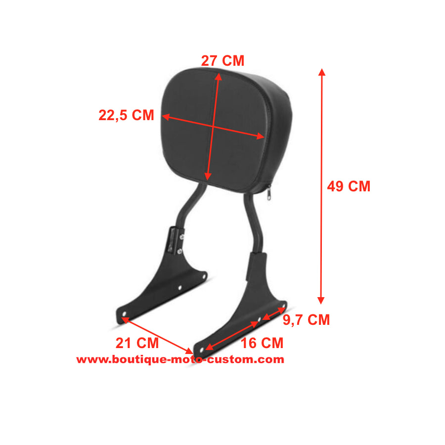 SISSY BAR FIXE NOIR POUR HARLEY DAVIDSON SOFTAIL DE 1984 à 2017