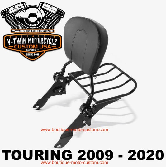 Detachable sissy bar / clips + black luggage rack Harley Davidson Touring 2009 - 2019